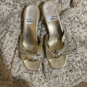 Jeffrey Campbell Metallic Gold Slide Sandals